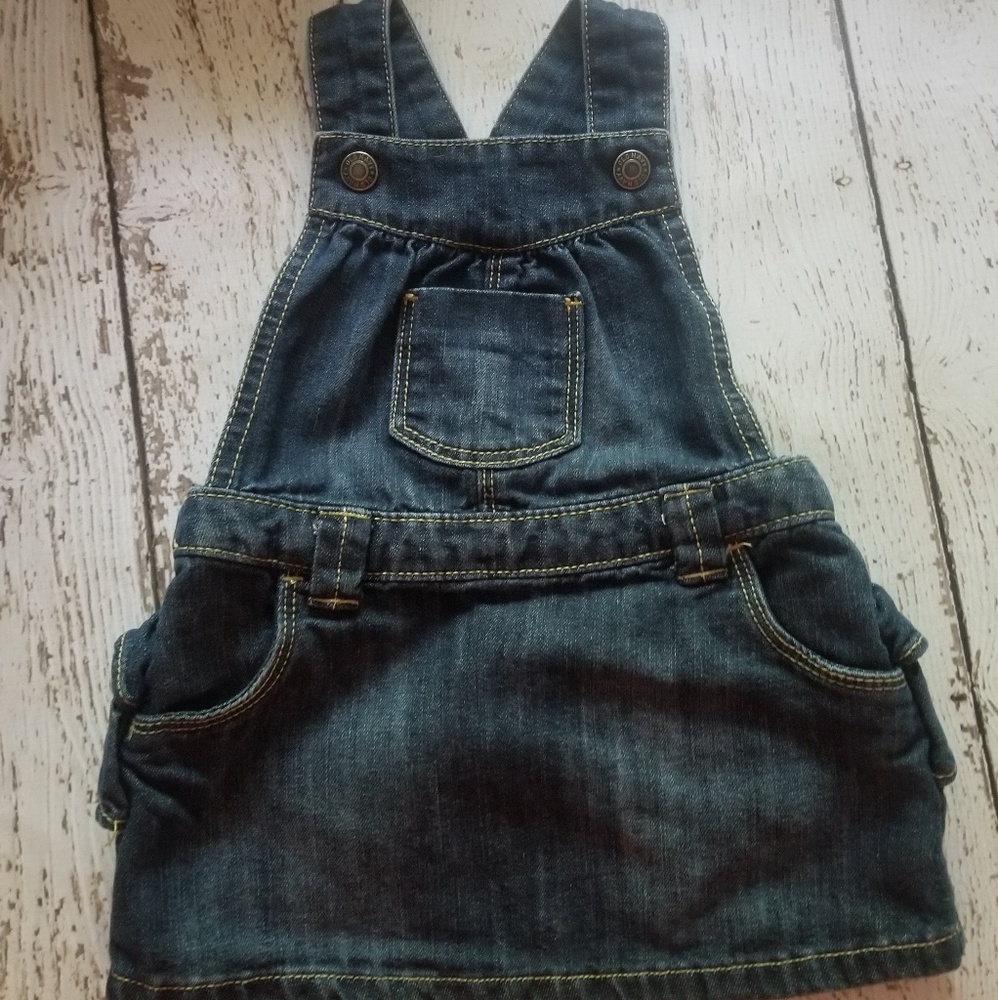 Old Navy Denim Ruffle Overalls Dress
